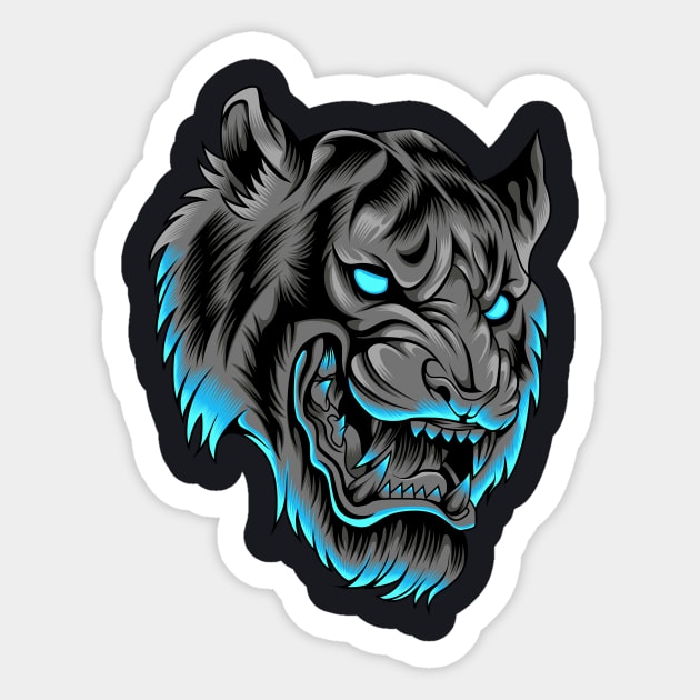 Tiger Head in neon color Sticker by Marciano Graphic